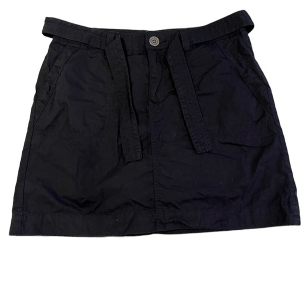 Croft & Barrow Natural Fit Black Cotton Belted Skort Womens 8P #130